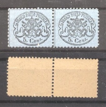 Italy Church State 1868 2 x Coat of arms 5C Mi.21b MNH AM.532 foto