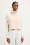 Morgan vestă culoarea bej, cu turtleneck, 5COLA