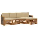 vidaXL Set de canapele de exterior cu pernă 5 pcs Natural și Bej 3384229