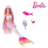 Păpușă Mattel Barbie Sirenă, Transformare Magică, Păr Lung, Roz-Mov, Accesorii Incluse, 3+ Ani