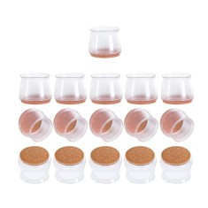 Set 16 protectii anti derapante pentru picioare mobilier, 33 x 35 x 40 mm, pasla, maro, transparent