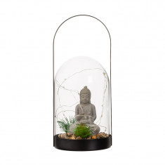 Figurina decorativa Buddha in sticla, 15 x LED, 20 x 13 cm, 3 x AAA foto