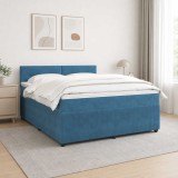 Cumpara ieftin Pat boxspring cu saltea albastru 160 x 200 cm Catifea