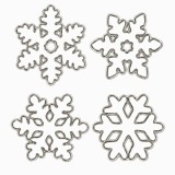 Cumpara ieftin Set 4 Decoratiuni Craciun pentru Geam Alb cu Contur Argintiu, Fulgi de Zapada, Stickere Decorative