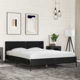 VidaXL Cadru de pat, negru, 150x200 cm, lemn prelucrat și metal