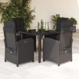 vidaXL Set mobilier de grădină cu perne, 5 piese, negru, poliratan 3212204