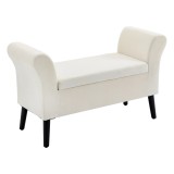 HOMCOM Bancă de Depozitare pentru Dormitor cu Spațiu de Depozitare și Brațe, 111,5x41x65 cm, Alb Crem | Aosom Romania