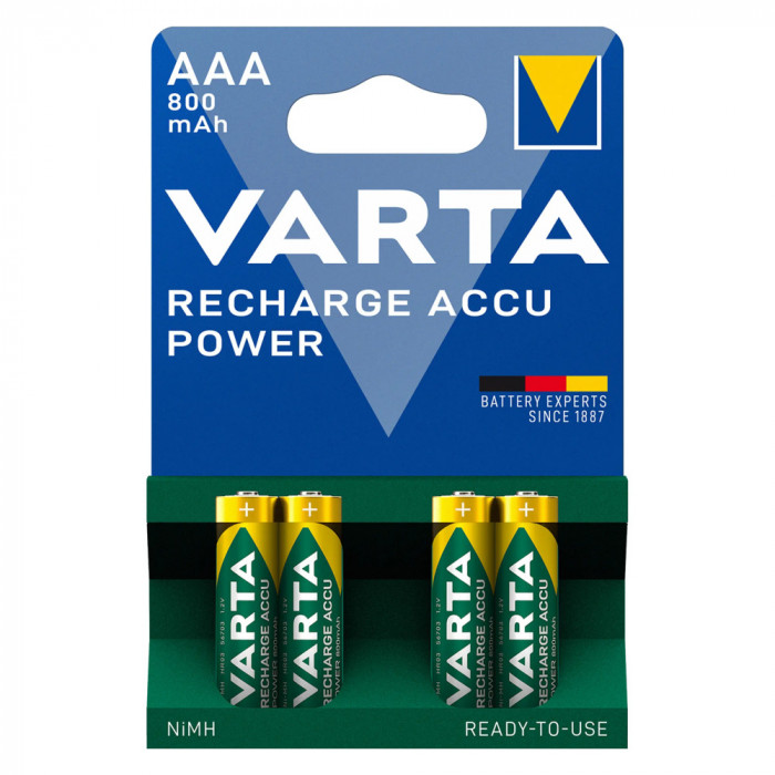 Baterie Reincarcabila Varta AAA LR3 Acumulatori Preincarcati Ni-MH 1.2V 800mAh Blister 4