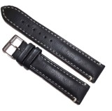 Cumpara ieftin Curea Ceas &bdquo;Fleurus Paris&rdquo; &ndash; Piele de Vi?el Neagra cu Cataram? Argintie (18mm - 22mm)