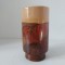 Vaza ceramica executata si pictata manual, cu cocos si soare (cocos cantand la rasarit), 14cm x 8cm