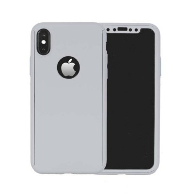Husa Apple iPhone X, FullBody Elegance Luxury Argintiu, acoperire completa 360 foto