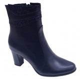 Botine elegante dama din piele naturala negre si bleumarin