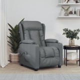 VidaXL Fotoliu rabatabil electric, gri, piele ecologică