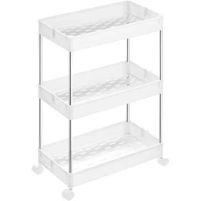 SONGMICS Carucior cu 3 niveluri, rafturi etajate detasabile, roti pivotante 360&amp;deg;, cadru metalic, 42x24x61 cm, alb Household NewTrend foto