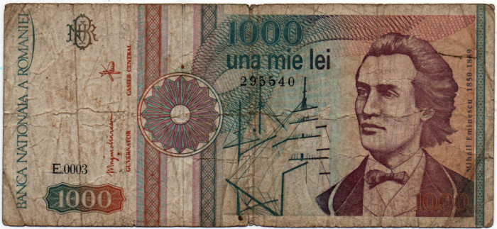 Bancnotă 1000 lei - Rom&acirc;nia, 1991