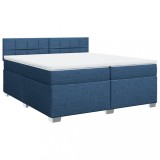 Cumpara ieftin Pat box spring cu saltea, albastru, 200x200 cm, textil