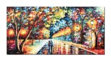 Cumpara ieftin Tablou indragostiti pictat manual living, dormitor, Impreuna pe aleea vietii, 140x70cm ulei in cutit efect 3D, gata de expus pe perete