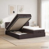 Cumpara ieftin Pat ottoman cu saltea cu headboard 2 pcs Maro inchis Tesatura