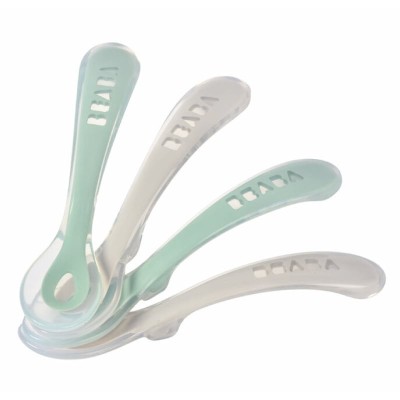 Set 4 lingurite silicon +8 luni Beaba Sage Green foto