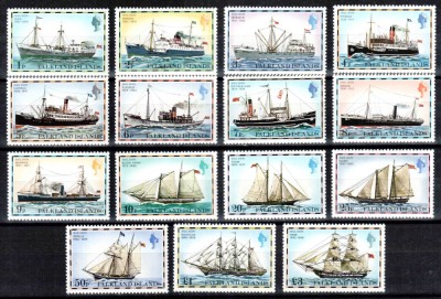 Falkland 1978, Mi #255-269 I**, navigatie, corabii, vapoare, MNH! Cota 32 &amp;euro;! foto