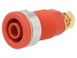 Soclu banană 4mm 32A roșu aurit pe panou