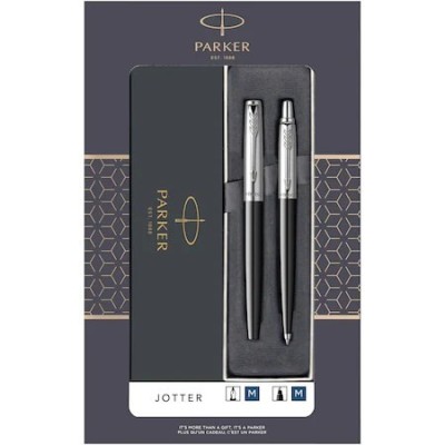 Set Parker Stilou + Pix Jotter standard negru in cutie cadou cu fereastra foto