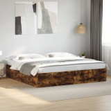 Cumpara ieftin Cadru de pat, stejar fumuriu, 200x200 cm, lemn prelucrat
