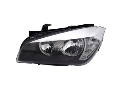 Far BMW X1 (E84), 08.2012-08.2015, partea Stanga, TYC, tip bec H7+H7+PY21W+W5W; electric; Mulura superioara argintie; cu motor; halogen foto