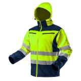 Jacheta lucru softshell galbena reflectorizanta cu gluga NEO Impermeabila Rezistenta vant Vizibilitate ridicata