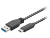 Cablu USB 3.0 USB A la USB C 1m Negru, Goobay