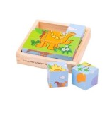 Puzzle cubic BigJigs Toys - Dinozauri, 9 piese