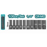 Cumpara ieftin Set 10 buc tubulare lungi de impact TOTAL, 78mm CrM