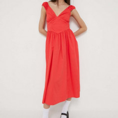Abercrombie & Fitch rochie culoarea rosu, midi, evazati