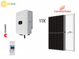 Cumpara ieftin Kit sistem fotovoltaic 6 kW hibrid monofazat, invertor Huawei si 11 panouri Canadian Solar 550 W