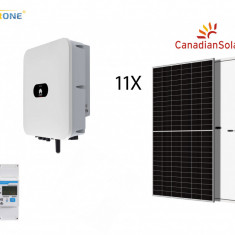 Kit sistem fotovoltaic 6 kW hibrid monofazat, invertor Huawei si 11 panouri Canadian Solar 550 W