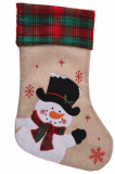 Decoratiune Stocking Snowman, 26x43 cm, iuta, multicolor