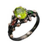 Cumpara ieftin Inel bijuterie din argint 925 cu peridot, granat si crom-diopsid