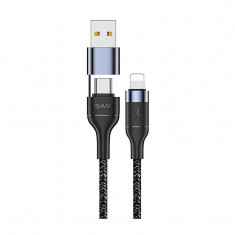 Cablu Date si Incarcare USB Type-C la Lightning - USB la Lightning Usams U31, PD Fast Charge, 30W, 1.2 m, Negru US-SJ404