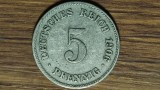 Germania - moneda de colectie istorica - 5 pfennig 1906 J - Hamburg , mai rara - frumoasa !