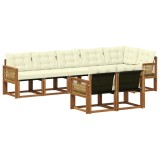 vidaXL Set de canapele de exterior cu pernă 8 pcs Natural și Crem 3382034