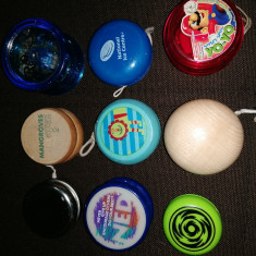 LOT 9 YOYO VINTAGE DE COLECTIE -LEMN . METAL , PLASTIC