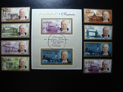AJMAN 1966 SERIE MNH SI BLOC ST. CHURCHILL foto