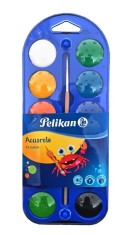 ACUARELE, 12 CULORI PASTILA + PENSULA, PELIKAN