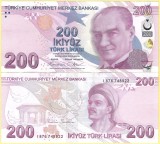 TURCIA 200 LIRE 2024 ( 2009 ) prefix I , UNC [1] P- 227g , necirculata , Semn Guvernator Fatih Karahan , Viceguvernator Osman Cevdet Akcay
