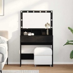 vidaXL Masă de Machiaj Stejar negru 80 x 41 x 134.5 cm Lemn compozit 871539