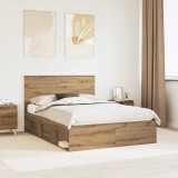 Cumpara ieftin Cadru de pat Stejar Artizanal 140 x 190 cm Lemn de pin masiv