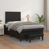 vidaXL Pat continental cu saltea, negru, 120x200 cm, piele ecologică 3137533