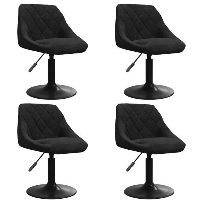 Scaune de masa pivotante, 4 buc., negru, catifea