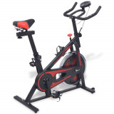 Bicicleta antrenament fitness, cu senzor puls, negru si rosu GartenMobel Dekor, vidaXL