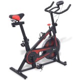 vidaXL Bicicletă antrenament fitness, cu senzor puls, negru și roșu